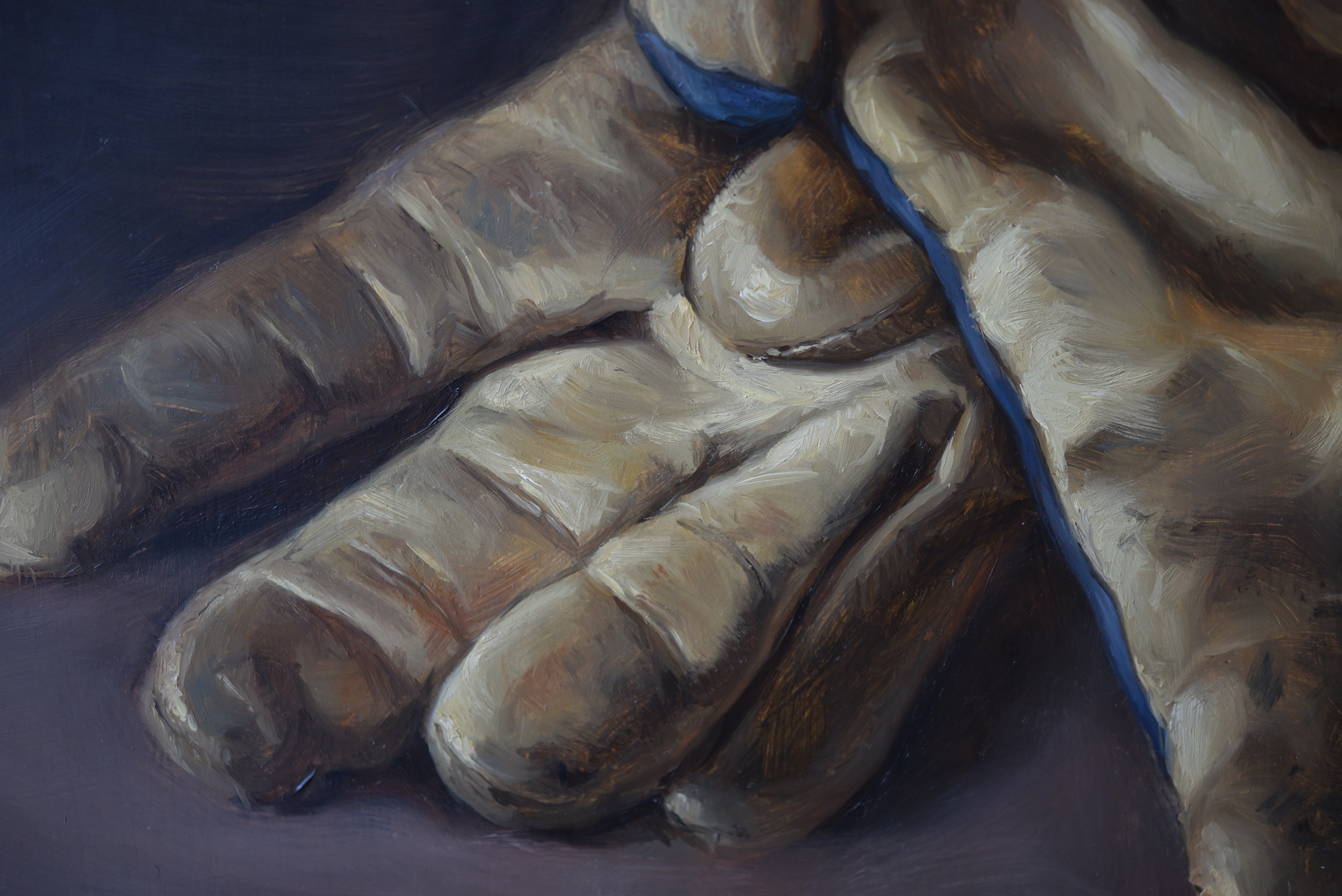 Old Hands, detail. Oil on panel by Sven Van Dorst